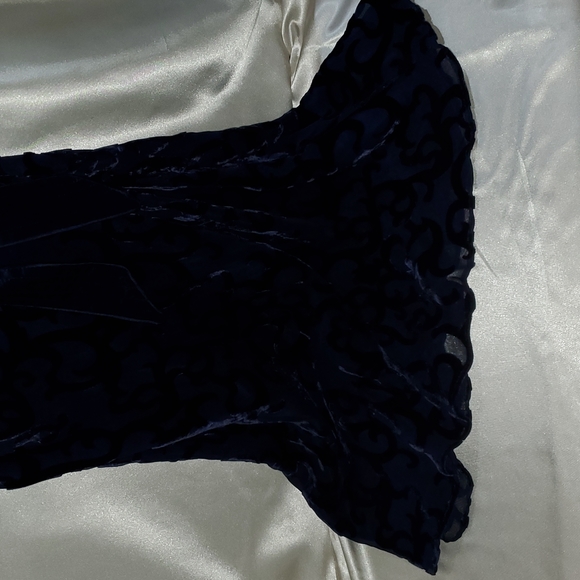 Bebe Blue Crisscross Back Velvet Dress - Picture 2 of 8